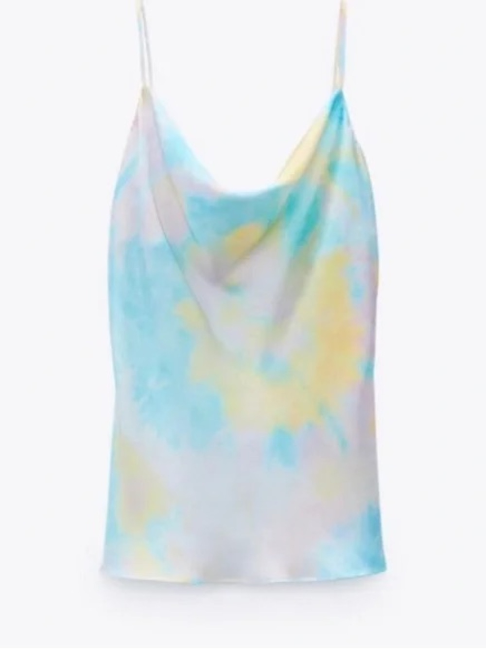 Zara Pastel Tie-Dye Satin Cami Top - Blue, Yellow, Pink